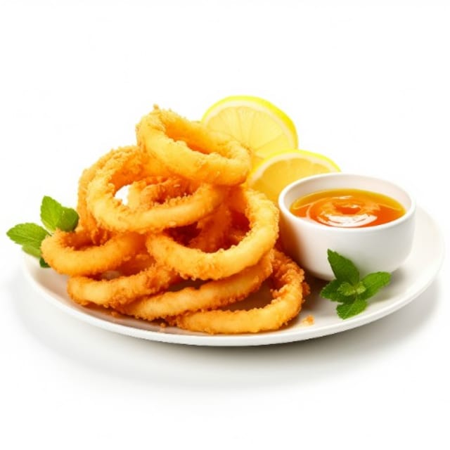 Fried Calamari with Cocktail Sauce.