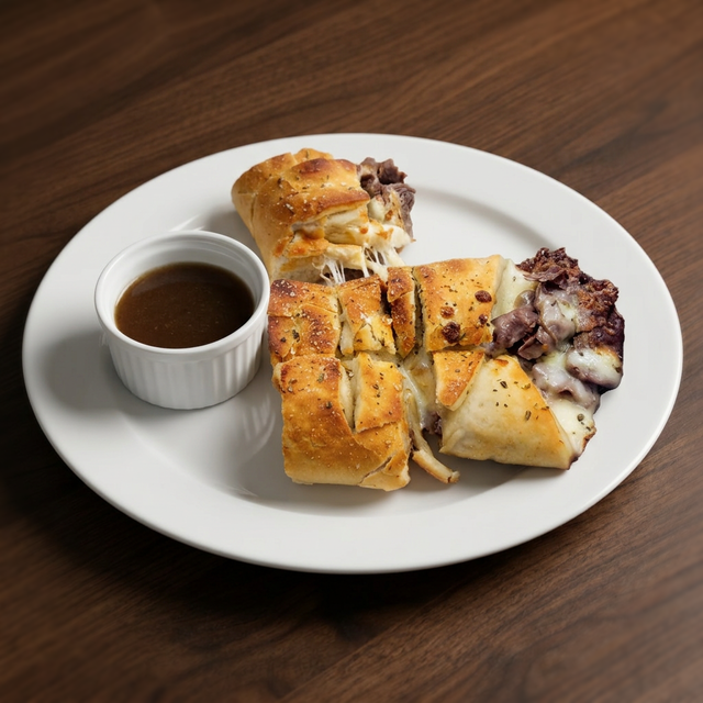 Mini Italian Beef Roll With Au Jus.